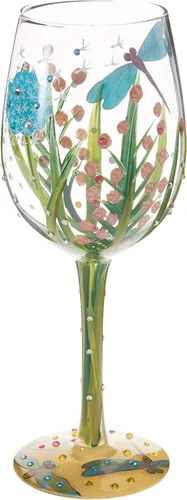 Vista 2 de Lolita Dragonfly Summer - Copa de vino pintada artesanal, 14.9 fl oz