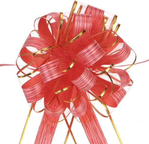 Vista 20 de MECCANIXITY 20 lazos grandes de organza de 7 pulgadas para envolver regalos, cintas de organza color negro para cestas de boda, regalos de fiesta
