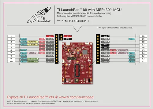 Vista 5 de Texas Instruments Value Line MSP430 LaunchPad - MSP-EXP430G2ET, 14-/20-pin DIP (N) Socket
