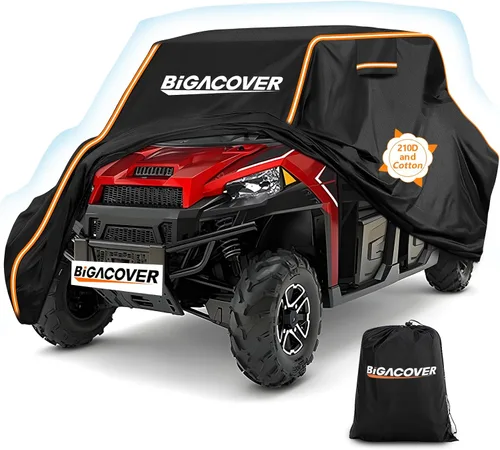 Vista 8 de Funda UTV de 2 plazas para Can am Maverick X3/Yamaha YXZ 1000R/RZR Pro XP con tiras reflectantes, resistente al viento, impermeable, para todo tipo