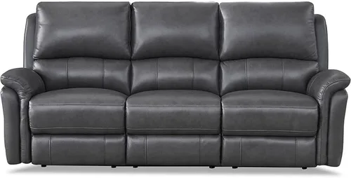 Vista 9 de Hydeline Erindale Zero Gravity Power - Sofá biplaza reclinable de cuero de grano superior, color gris cuarzo Quartz gris
