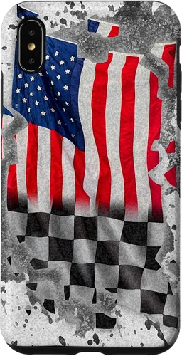 Vista 11 de Funda para iPhone 16 Car Racing Bandera Americana Pit Crew