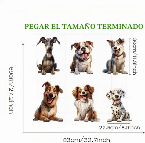 Vista 5 de Calcomanías de pared de seis razas de cachorros, calcomanías