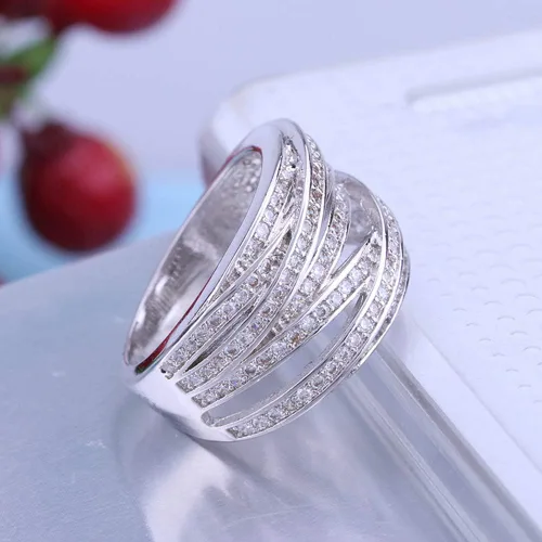 Vista 3 de Anillo de boda de lujo, joyería de compromiso con circonitas AAA para mujer, Anel Joyas, Anillos y Anillos