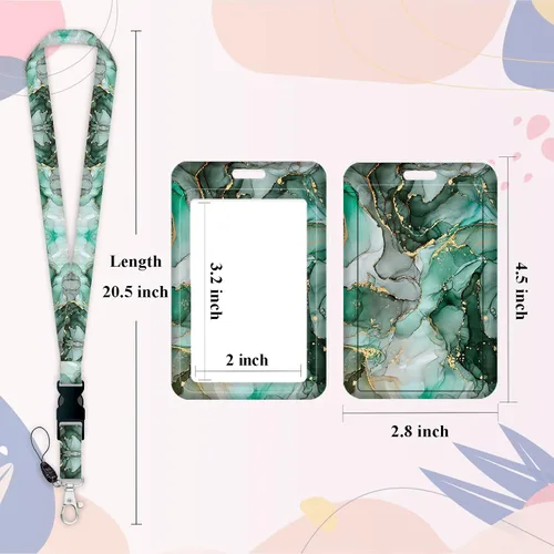 Vista 3 de Cordón con soporte para insignias, carrete retráctil con correa de cuello desmontable y soporte vertical para tarjetas de identificación para Jade