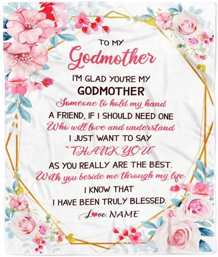 Vista 23 de Manta personalizada con texto en inglés «To My Godmother from Goddaughter Godson Thank You for Being My Godmother», para Día de la Madre