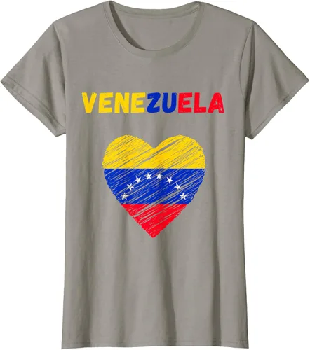 Vista 88 de Camiseta con la bandera venezolana con corazón de Venezuela, Negro