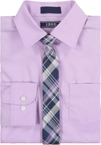 Vista 2 de IZOD Boys' Long Sleeve Button-Down Collared Dress Shirt with Tie and Chest Pocket