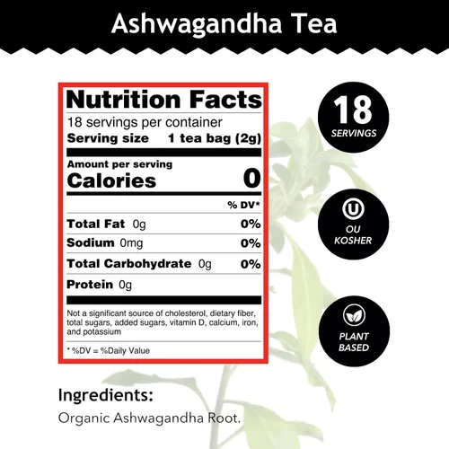 Vista 2 de Té de raíz de Ashwagandha– Hierbas Orgánicas – 18 bolsas de té libre de lavandina
