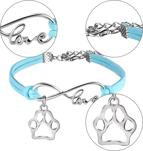 Vista 3 de Paquete de 15 pulseras de pata para niños y adultos, ajustables, pulseras con dijes, cachorros, perros, gatos, animales para fiestas temáticas