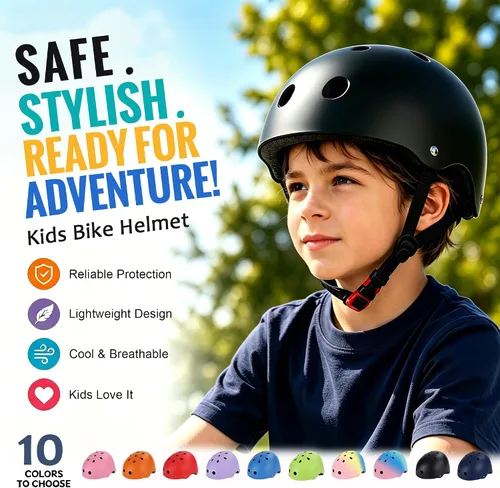 Vista 8 de Casco de bicicleta para niños, casco para niños y niñas de 1-3/2-4/3-5/5-8/8-14 años, ajuste ajustable y ligero, seguridad multideportiva