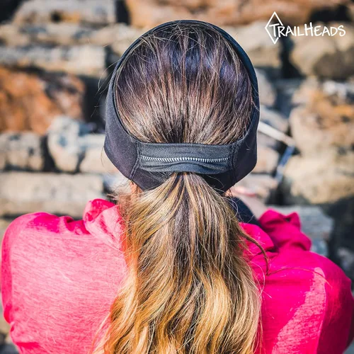 Vista 4 de TrailHeads Diadema de cola de caballo - Serie Adrenaline Diadema para correr para mujer con detalles reflectantes