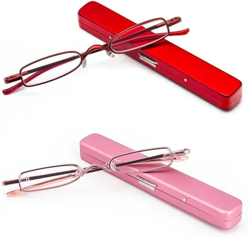 Vista 15 de Lentes de lectura ultra pequeños para hombres y mujeres, lectores de bolsillo delgados con clip para bolígrafo, carcasa de metal, bisagra