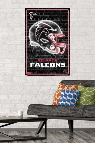 Vista 2 de NFL Atlanta Falcons - Póster de pared con casco neón 23, 34 pulgadas de largo x 22.4 pulgadas de ancho, versión sin marco