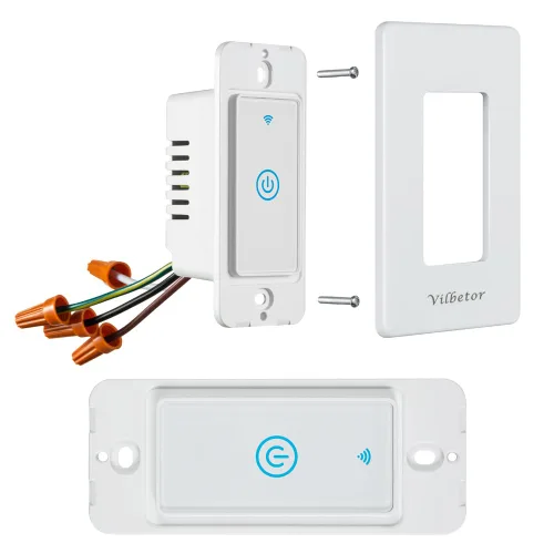 Vista 2 de Tuya - Interruptor de luz inteligente compatible con Alexa, interruptor inteligente WiFi de un solo polo de 1 banda