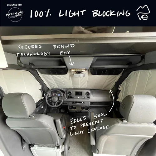 Vista 4 de VanEssential Cubierta magnética aislante de oscurecimiento para parabrisas delantero diseñada para Mercedes-Benz NCV3/VS30