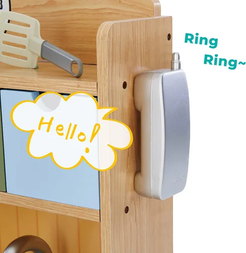 Vista 6 de Teamson Kids Little Chef Florence - Cocina interactiva clásica de madera con accesorios y espacio de almacenamiento para una fácil limpieza, grano