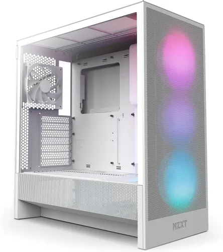 Vista 11 de NZXT H5 Flow Estuche compacto ATX para juegos de PC, torre media, alto flujo de aire, panel frontal perforado, panel lateral de vidrio templado