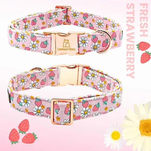 Vista 42 de Collar de perro Lionheart Glory, collar de perro rosa con flor, lindo collar para mascotas con patrón floral ajustable para perros pequeños Rosado