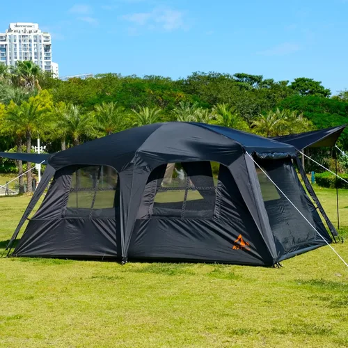 Vista 4 de KTT Extra Large Tent 6-10-12-14 Person(A),Family Cabin Tents,2 Rooms,3 Doors and 3 Windows with Mesh,Straight Wall,Waterproof,Double Layer,Big Tent