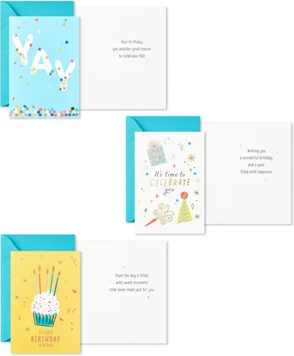 Vista 4 de Hallmark - Juego de tarjetas de cumpleaños, 36 tarjetas con sobres (deseos de cumpleaños brillantes)