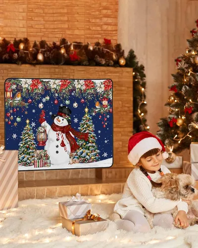Vista 72 de Cubierta magnética azul para chimenea, detiene la pérdida de calor, pantalla de chimenea para interiores, bolas de gnomos de Navidad, árbol de copo