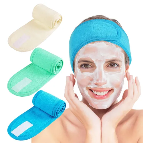 Vista 13 de Whaline Diademas faciales de spa, 3 piezas, diadema de tela de toalla suave y ajustable para lavado de cara, ducha, cubierta facial, yoga