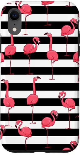 Vista 8 de Funda de regalo para iPhone 13 Flamingo Negro Blanco Rayas Cool Animal Bird Lover