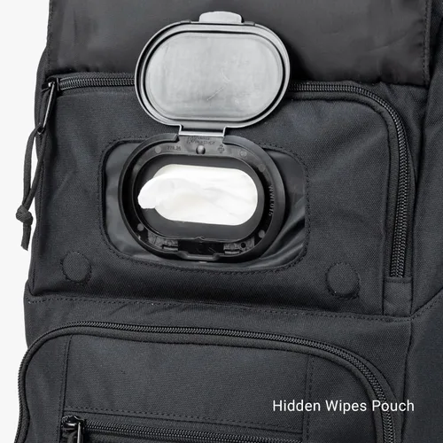 Vista 3 de Tactical Baby Gear Mochila táctica diaria para pañales para papás, incluye cambiador, correas de cochecito, toallitas integradas y bolsa enfriadora