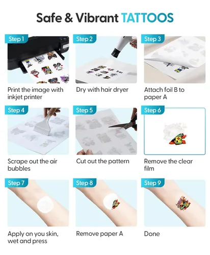 Vista 6 de Papel Silhouette para tatuajes temporales, Paquete de 1
