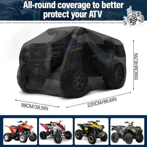 Vista 2 de ZOEDO - Funda impermeable para ATV, cubiertas resistentes al viento para quad, cubiertas para todo tipo de clima para vehículos de 4 ruedas, aptas