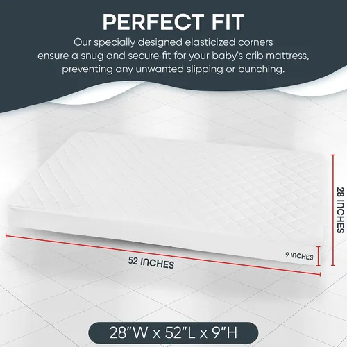 Vista 3 de Protector de colchón de cuna, material bambú cómodo, transpirable e impermeable. Para mantener el colchón de la cuna limpio y protegido mientras que