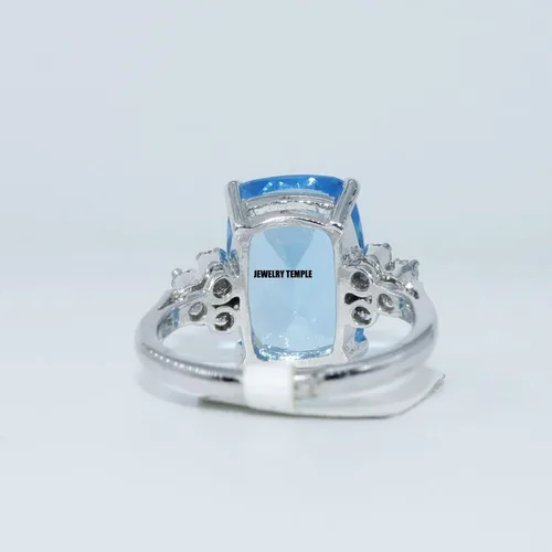 Vista 5 de Anillos apilables para mujer y niña, topacio azul de diamante, 0.394 x 0.551in