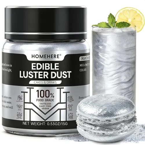 Vista 8 de HomeHere Purpurina comestible para bebidas y pasteles, 0.35 onzas de polvo brillante de diamante de grado alimenticio, polvo brillante