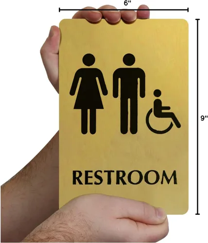 Vista 7 de SmartSign Letrero unisex de 6 x 9 pulgadas con pictogramas para silla de ruedas para hombres/mujeres/discapacitados, metal de latón de 40 mil