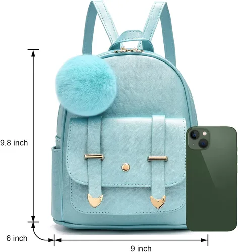 Vista 3 de I IHAYNER Mochila de moda para niñas y adolescentes, monederos de piel sintética con pompón, bolsa de hombro