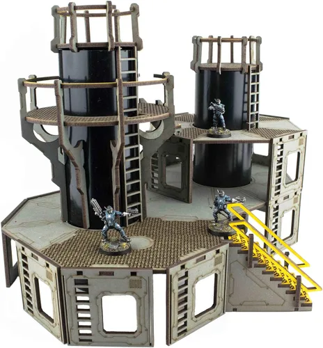 Vista 5 de War World Gaming Industry of War Refinery 1 – Prepintado – 1.102 in Sci-Fi Wargaming Terrain Modelo Diorama Scenery Sci-Fi Batalla Mesa Guerra