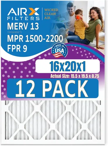 Vista 11 de Filtro de aire MERV 13 de 12 x 12 x 1 pulgadas, paquete de 12 filtros de horno comparables a MPR 1500-2200 y FPR 9. Fabricado en Estados Unidos por