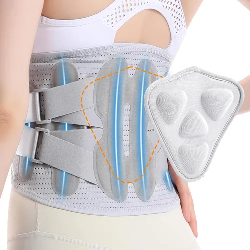 Vista 10 de Soporte de espalda para aliviar el dolor de espalda baja para mujeres, cinturón de apoyo lumbar ajustable, malla transpirable para hernia de disco