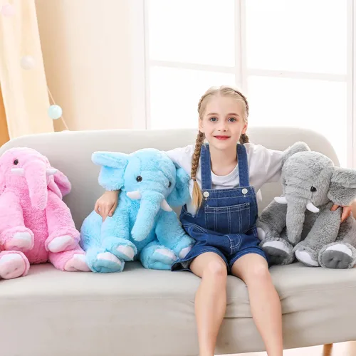 Vista 5 de JellyMallow Animales de peluche con peso de elefante, 5 libras y 16 pulgadas, color azul, almohada grande de peluche de elefante con peso, regalo