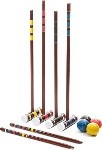 Vista 8 de Franklin Sports Juegos de croquet portátiles para patio trasero – Juegos completos de croquet para 4 + 6 jugadores con mazos, bolas de croquet +