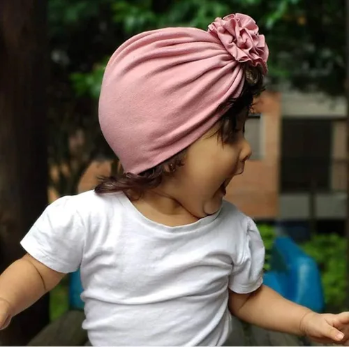 Vista 3 de inSowni Paquete de 8 gorros de turbante de hospital para guardería con flor grande para bebés, niñas, recién nacidos y bebés