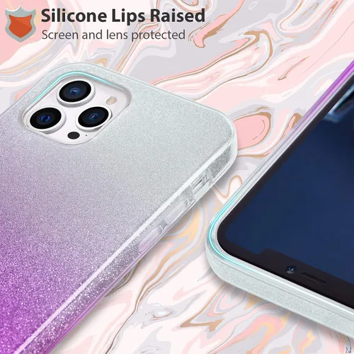 Vista 3 de MATEPROX - Funda compatible con iPhone 12 Pro y iPhone 12, carcasas con brillantinay para niñas y mujeres.