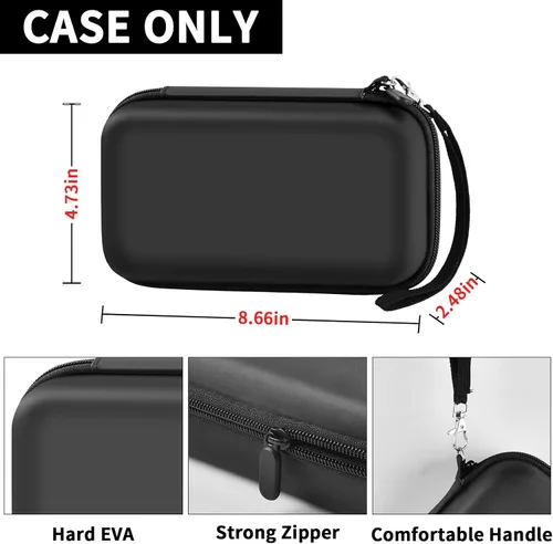 Vista 2 de PAIYULE - Funda para calculadora TI-84 83 Plus CE, EVO, TI-Nspire CX II, color negro Hard shell calculator case, zip mesh pocket, elastic strap