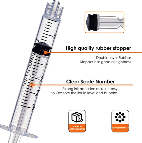 Vista 3 de Arrebol Jeringa de 0.1 fl oz con aguja Luer Lock, herramienta de jeringa desechable de plástico para laboratorios científicos, recarga de líquidos