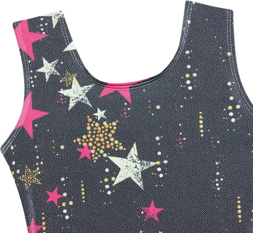 Vista 3 de Idgreatim Leotardos de gimnasia para niñas brillantes con pantalones cortos, traje deportivo para niños de 2 a 10 años