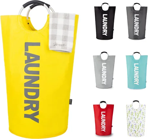 Vista 23 de Caroeas Cesta de Ropa de 90L (13 Colores), Cesta de Ropa Impermeable, Bolsa de Ropa con Asas Acolchadas, Cesta de Ropa, Cesta de Ropa Plegable