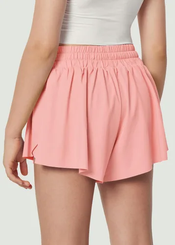 Vista 4 de Ewedoos Pantalones cortos holgados 2 en 1 para niñas, pantalones cortos atléticos de mariposa, talla 10-12, lindos pantalones cortos de moda