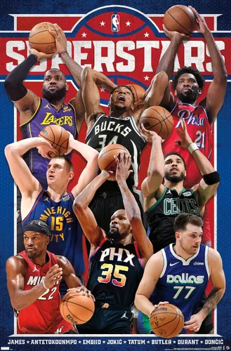 Vista 9 de Trends International NBA League Superstars 23 - Póster de pared, 22.4 pulgadas de largo x 14.7 pulgadas, versión enmarcada de madera de granero