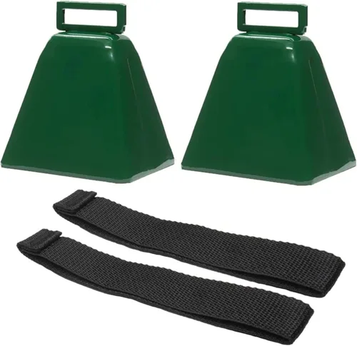 Vista 17 de Bevin Bells Cencerros de Larga Distancia 10LD (Negro) Hechos de Acero Generadores de Ruido Fuerte con Correa Negra Alrededor del Mango